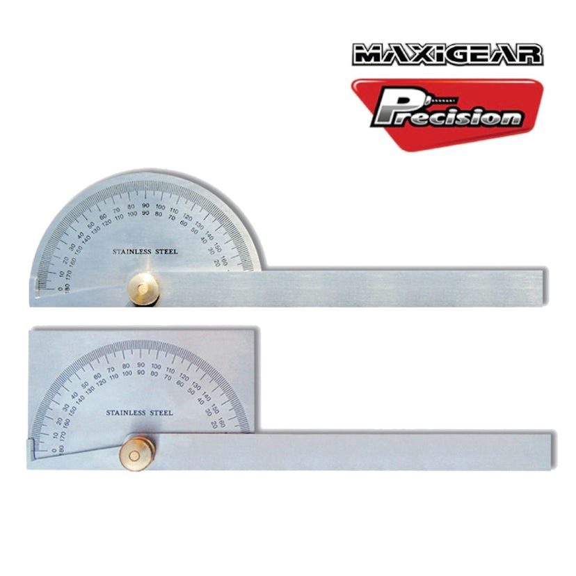 MAXIGEAR PROTRACTOR 0 - 180 DEGREE 90 x 50mm STAINLESS STEEL