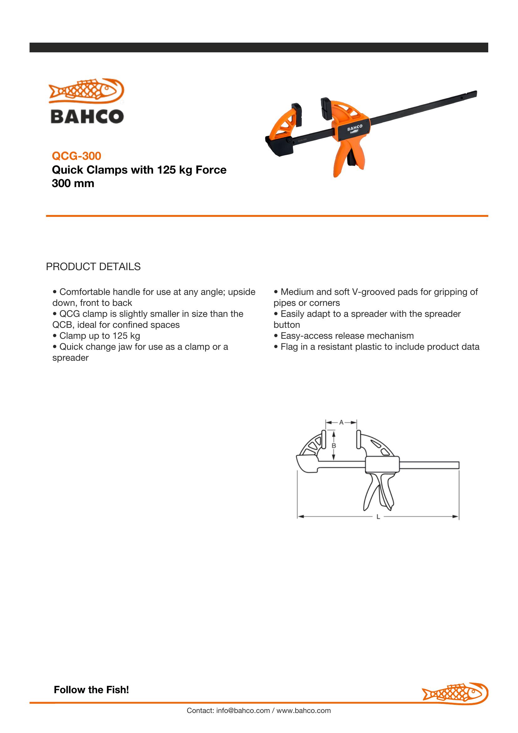 Bahco Quick Clamps with 125 kg Force 300 mm - Image 6