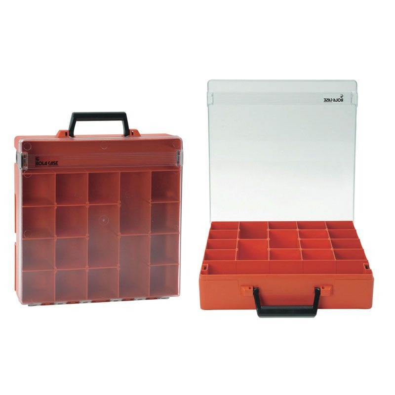ROLACASE - ROLACASE WITH 6 DIVIDERS (CLEAR LID) ORANGE 370x370x85