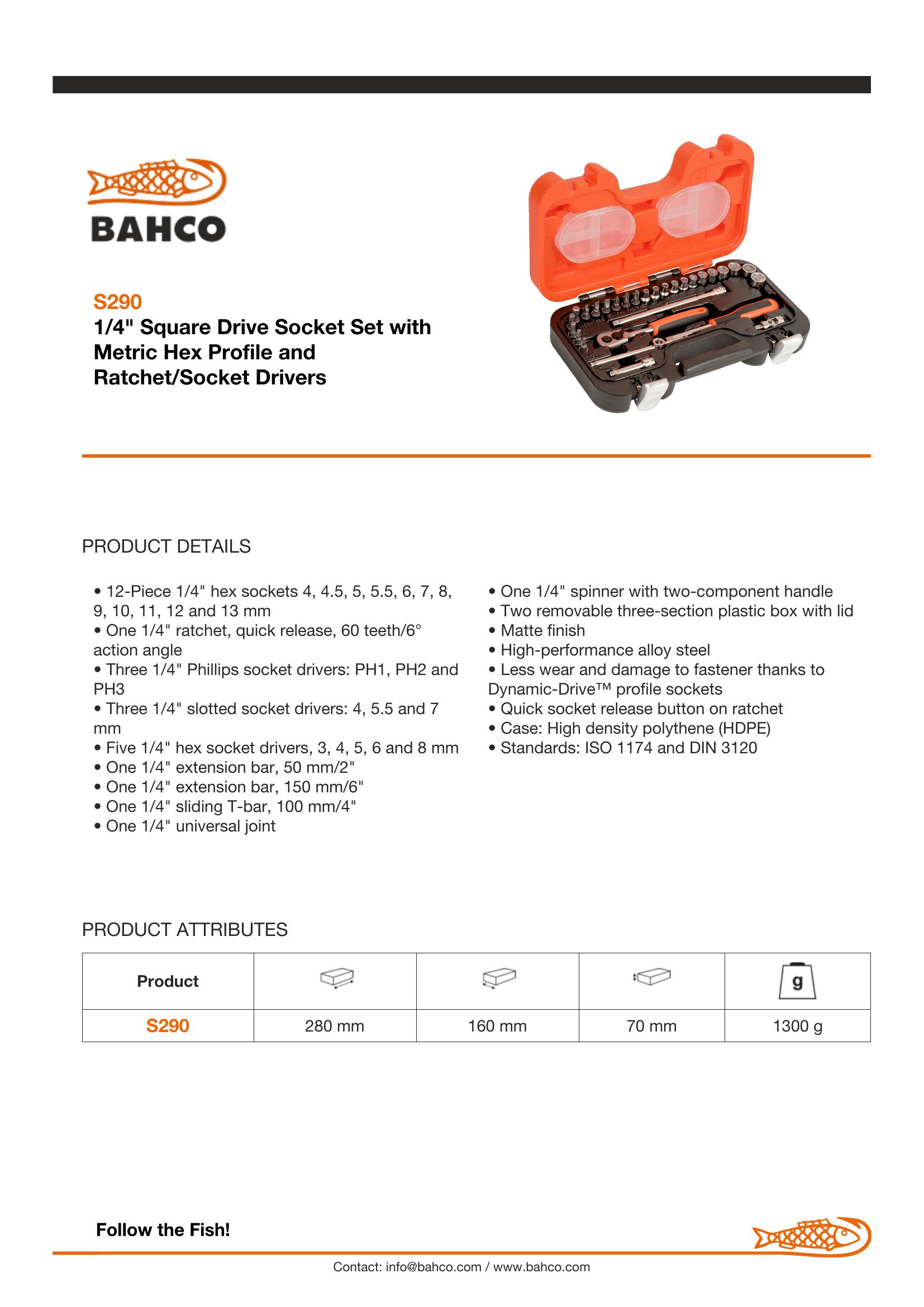 Bahco SOCKET SET 29pcs 1/4" - Image 5