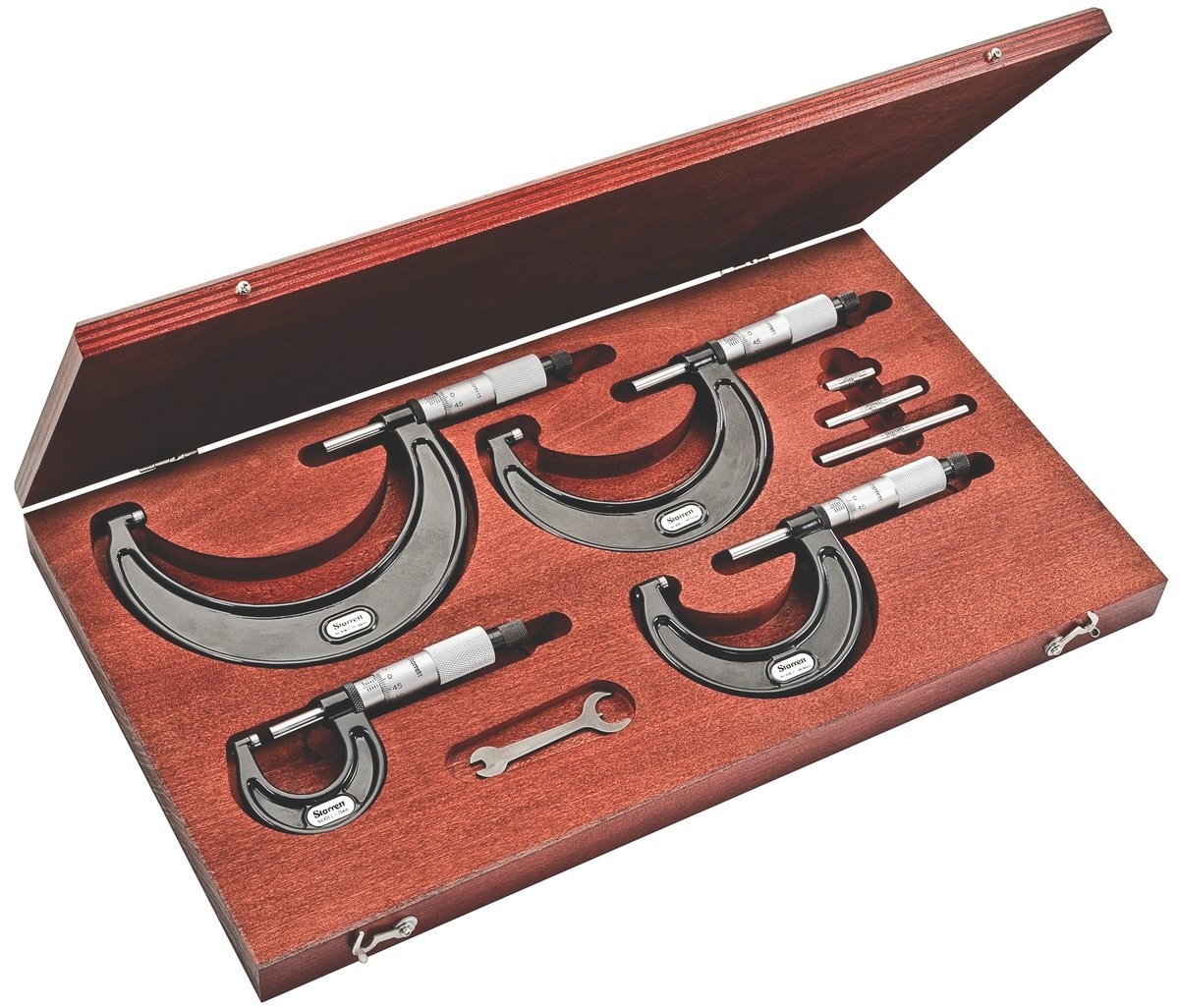 Starrett Micrometer Set 0-300mm 0.01mm Carbide Faces S436.1MEXRLZ Mechanical Micrometer S436.1 Series Outside Micrometer Set