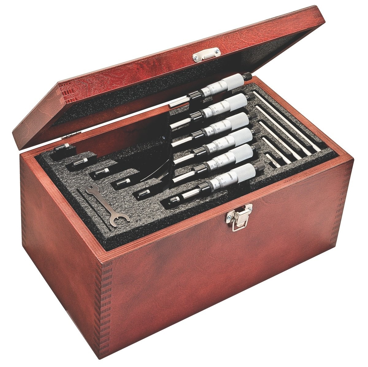 Starrett Micrometer Set 0-300mm 0.01mm Carbide Faces S436.1MEXRLZ Mechanical Micrometer S436.1 Series Outside Micrometer Set - Image 2