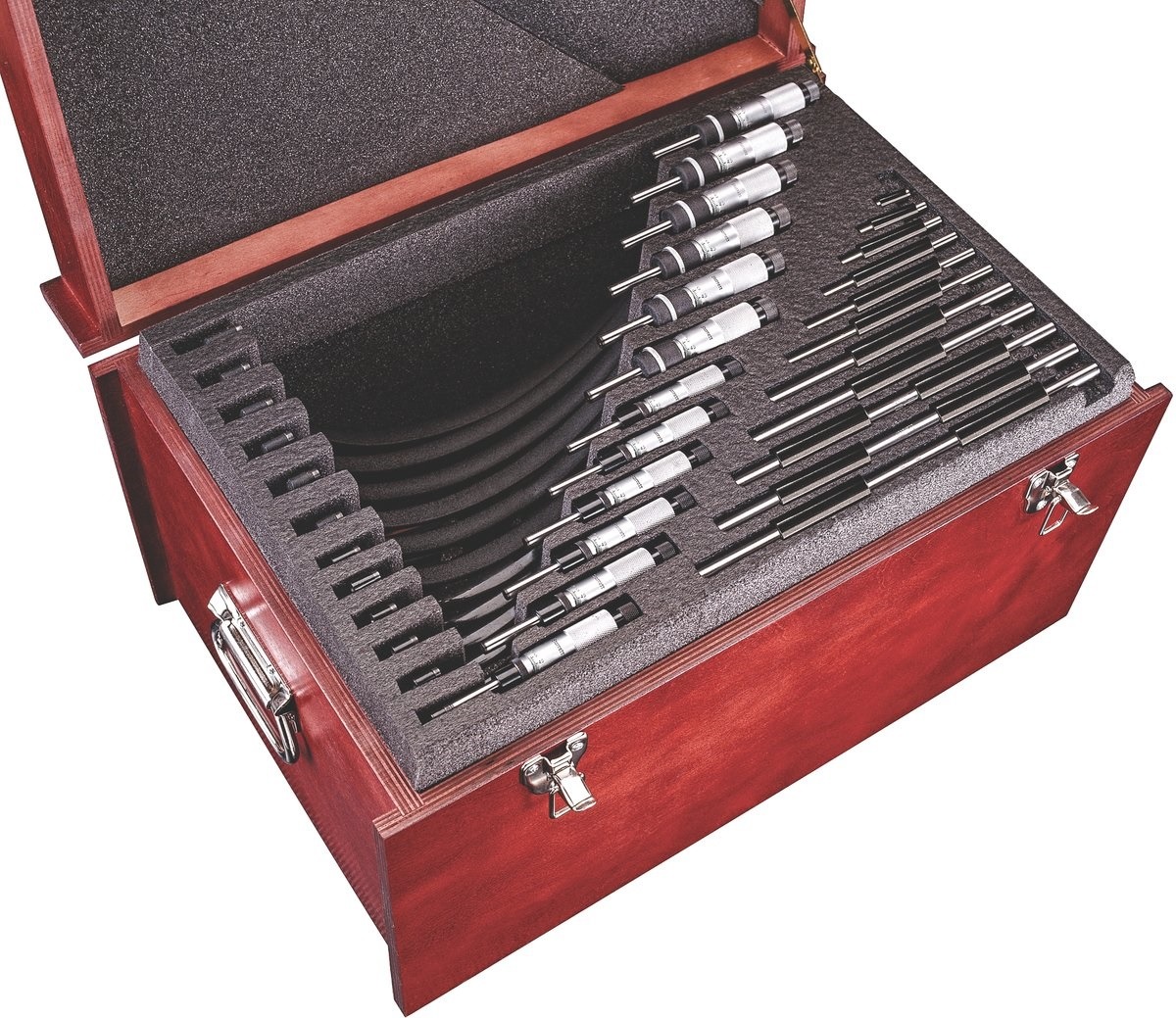 Starrett Micrometer Set 0-300mm 0.01mm Carbide Faces S436.1MEXRLZ Mechanical Micrometer S436.1 Series Outside Micrometer Set - Image 3