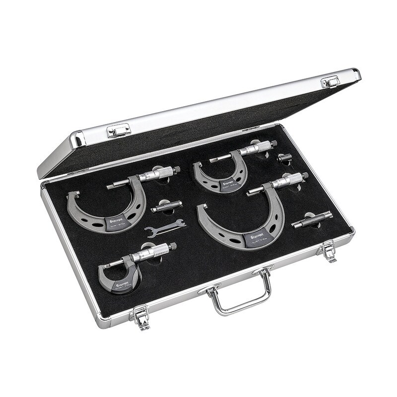 Starrett - Outside Mic Set: 0-100mm; 0.01mm Grad