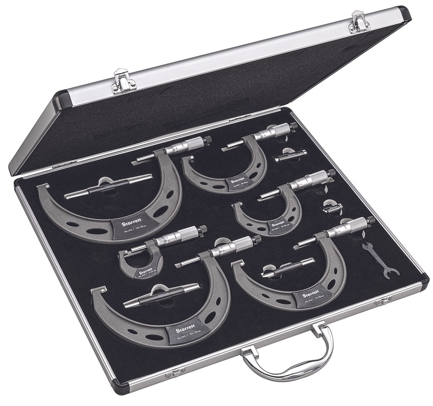 Starrett - Micrometer Set 0-150mm 0.01mm Grad Carb Face - Metal Case