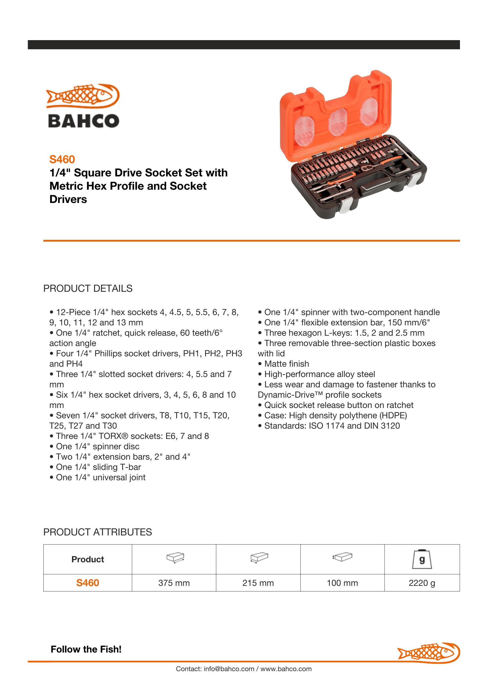Bahco SOCKET SET 46pcs 1/4"' - Image 5