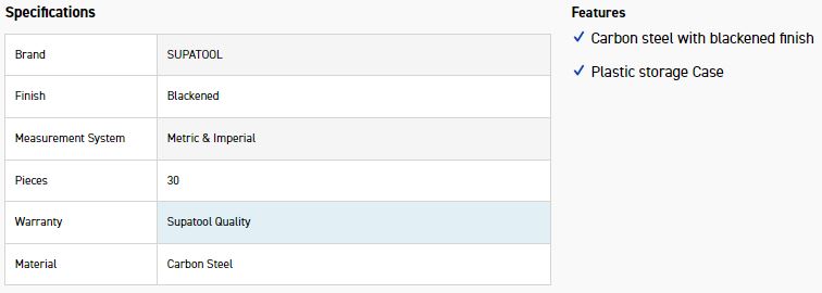 SUPATOOL S5030 30 PCE HEX KEY WRENCH SET - Image 2