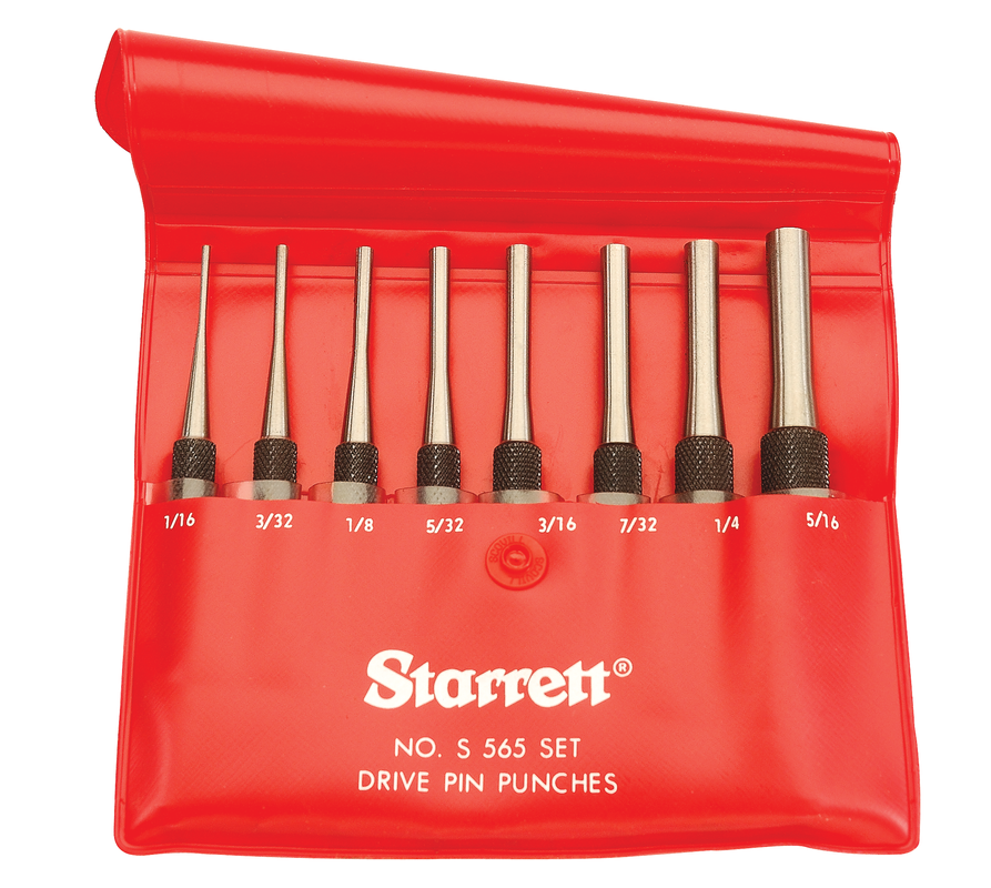 Starrett - S565wbdrive Pin Punch Set: (8) 565A/B/C/D/E/F/G/H. Vinyl Case
