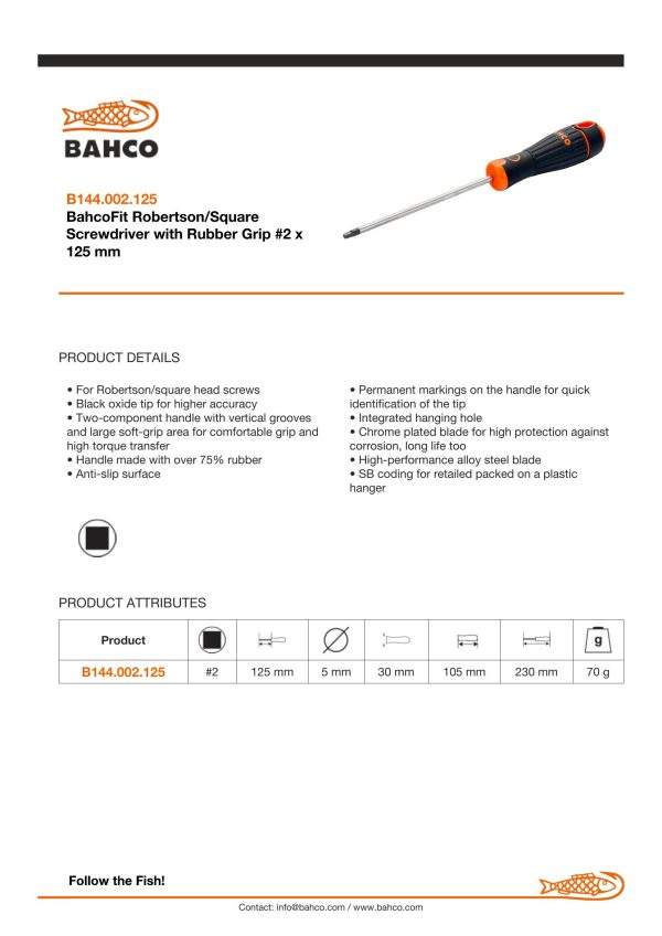 Bahco Robinson (Square Drive) No.2 - blade length 100mm - BahcoFit - Image 3