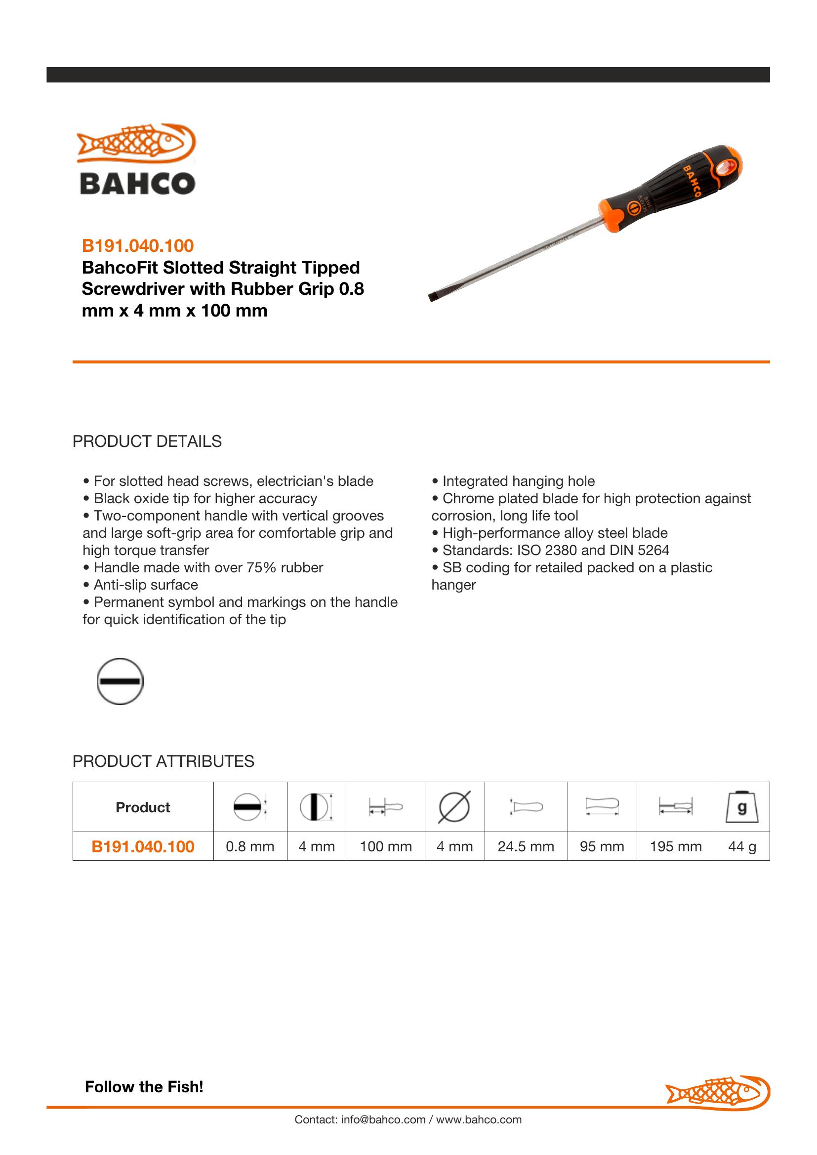 Bahco Slotted 4mm tip - blade length 100mm - BahcoFit - Image 4