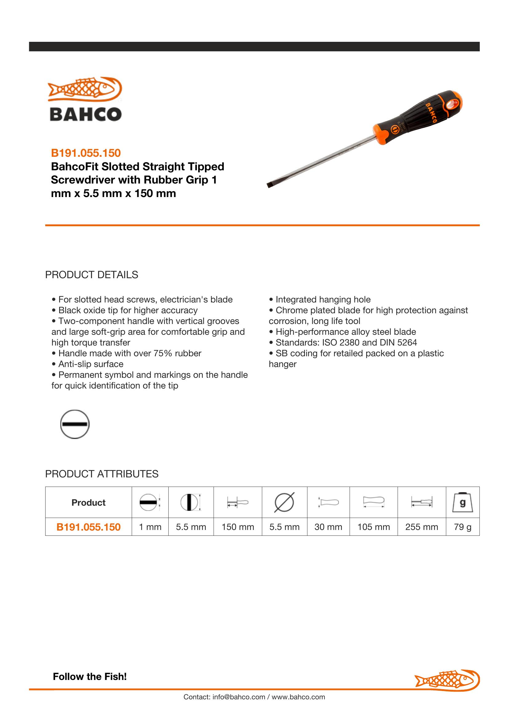 Bahco Slotted 5.5mm tip - blade length 150mm - BahcoFit - Image 4
