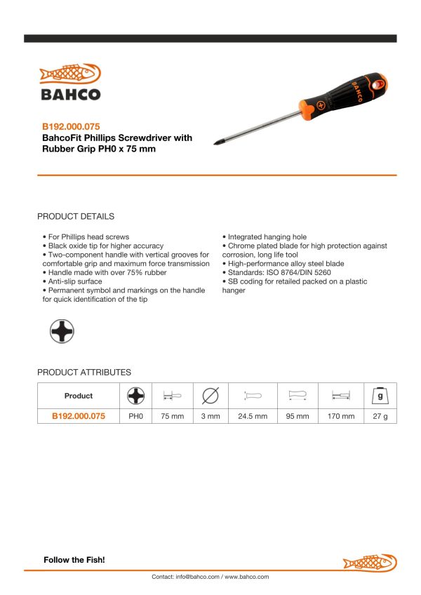Bahco Phillips PH 0 - blade length 75mm - BahcoFit - Image 4