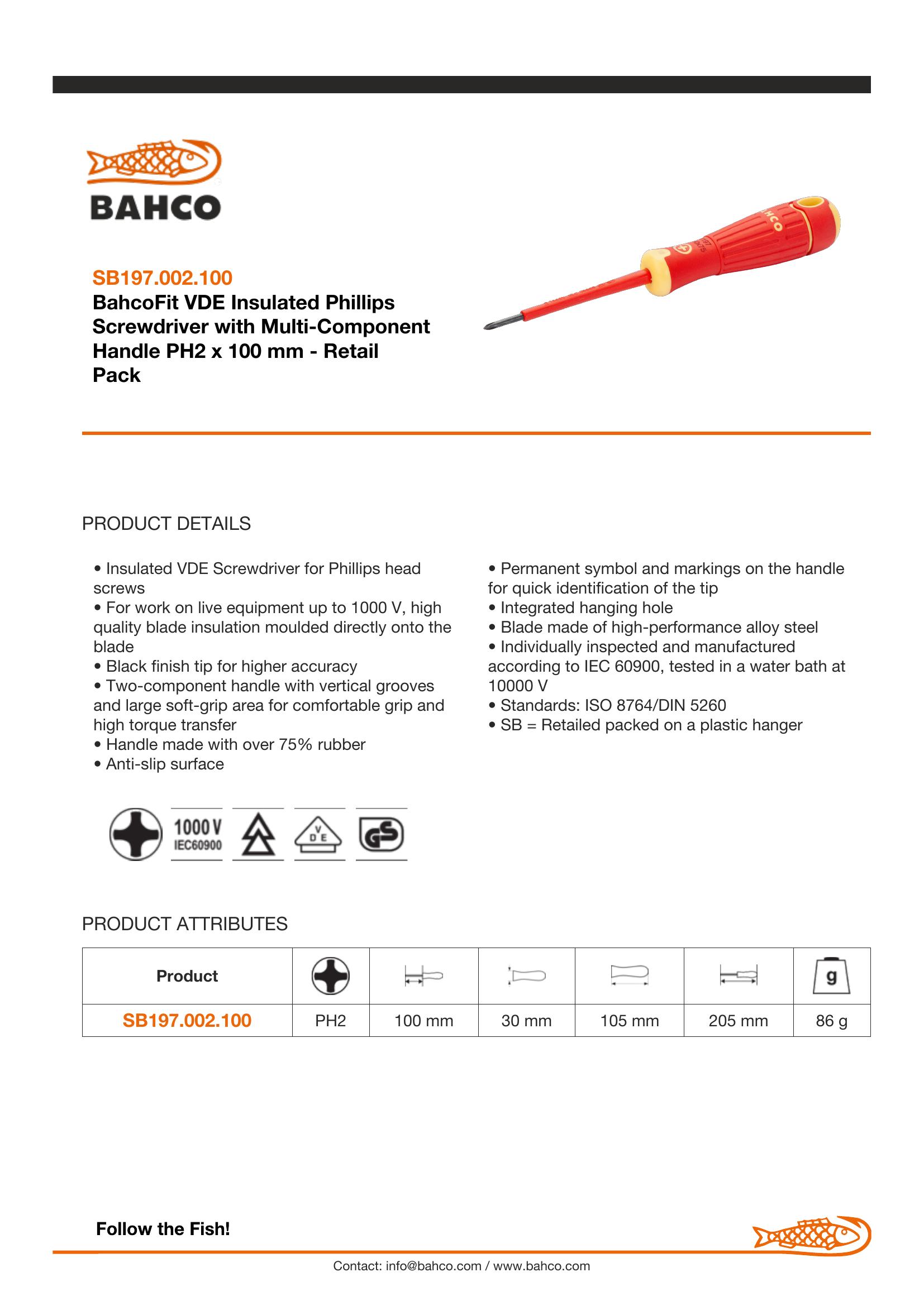 Bahco Phillips PH 2 1000v - blade length 175mm - BahcoFit - Image 3