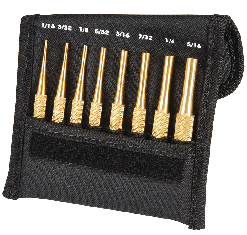 Starrett - Brass Drive Pin Punch Set: 1.5mm To 8mm