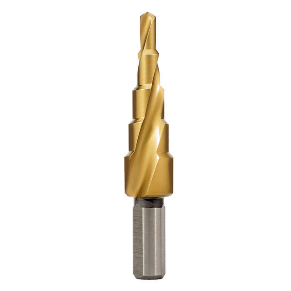HOLEMAKER STEP DRILL, SPIRAL FLUTE, 5 STEPS, 8MM STEP LENGTH, 4 - 12MM