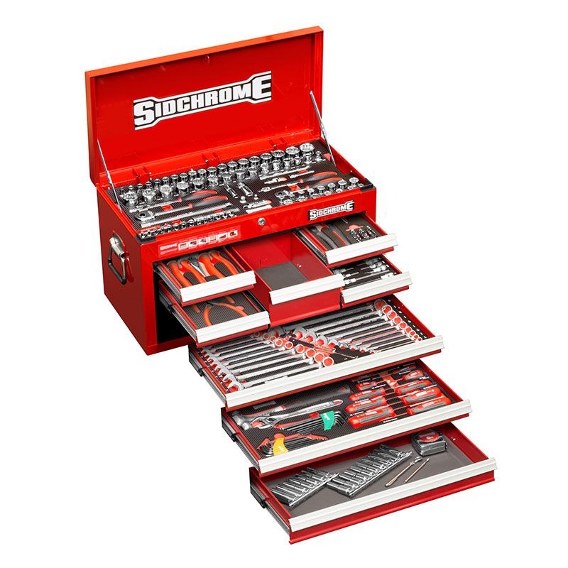 SIDCHROME - TOP TOOL CHEST KIT, METRIC/AF 204PCE
