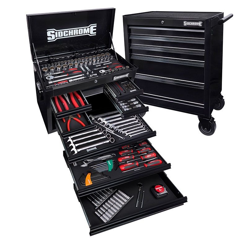 SIDCHROME - TOOLKIT, METRIC/AF 204 PIECE 1/4, 3/8, 1/2in - BLACK