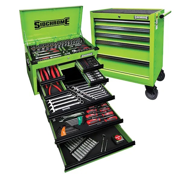 SIDCHROME - TOOLKIT, METRIC/AF 204 PIECE 1/4, 3/8, 1/2in - GREEN