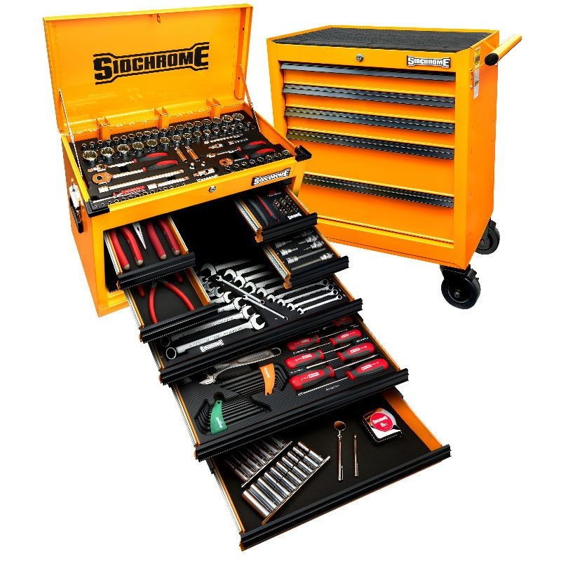 SIDCHROME - TOOLKIT, METRIC/AF 204 PIECE 1/4, 3/8, 1/2in - ORANGE