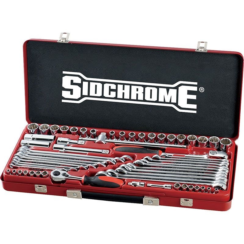SIDCHROME - SPANNER/SOCKET SET, 60PCE METRIC/AF, 1/4in & 1/2in DRIVE