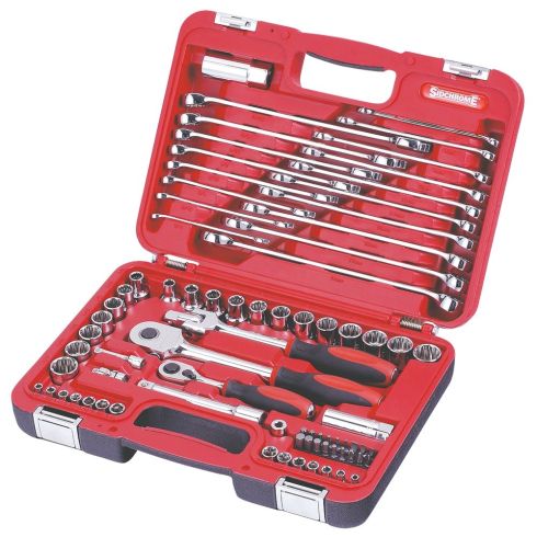 SIDCHROME - SOCKET SET, METRIC/AF 1/4 & 1/2in DRIVE, 79PCE