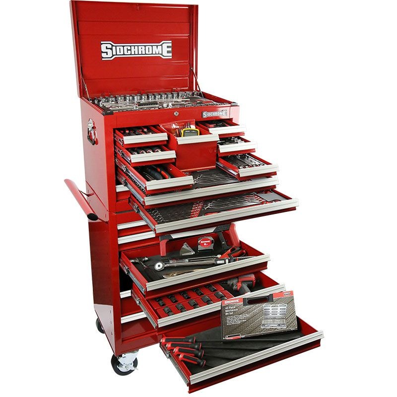 SIDCHROME - TOOL KIT, ROLLING CABINET & TOP CHEST, METRIC/AF 334 PIECE