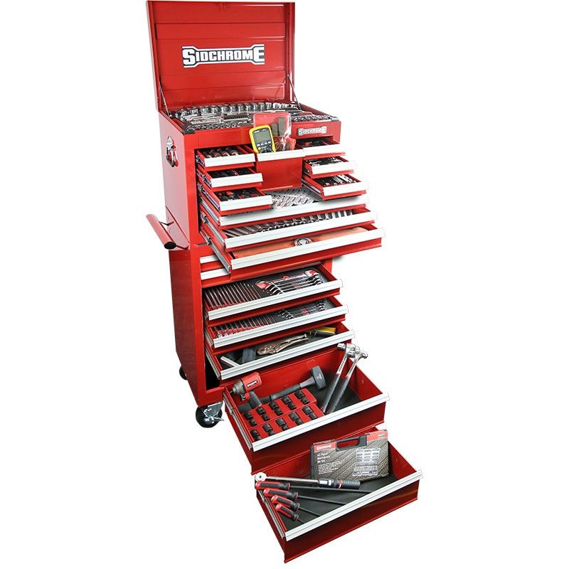 SIDCHROME - TOOL KIT, ROLLING CABINET & TOP CHEST, METRIC/AF 461 PIECE