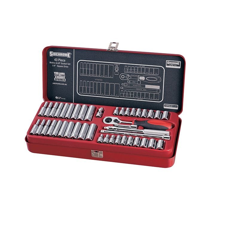 SIDCHROME - SOCKET SET, 1/4in DRIVE, 43PCE AF/METRIC