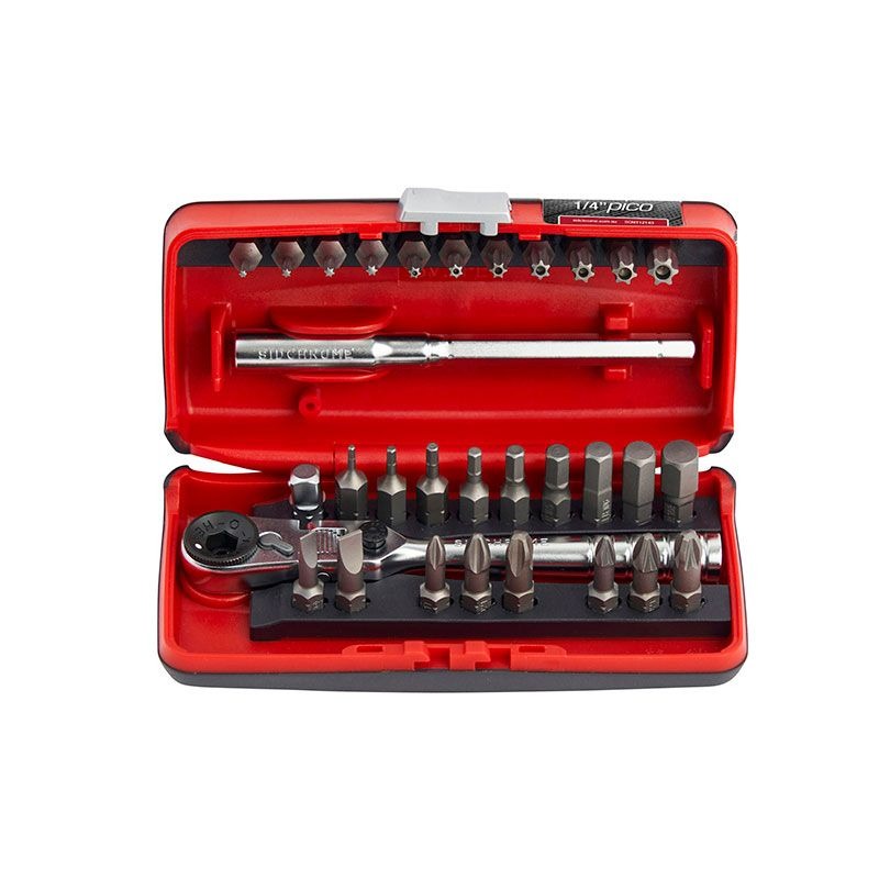 SIDCHROME - RATCHET & BIT SET, FLEX HEAD 1/4in 31 PIECE