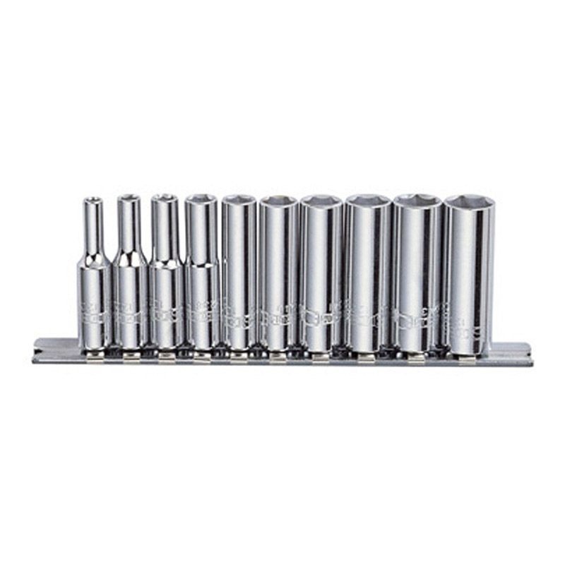 SIDCHROME - SOCKET SET, METRIC, DEEP 10 PIECE, 1/4in DRIVE