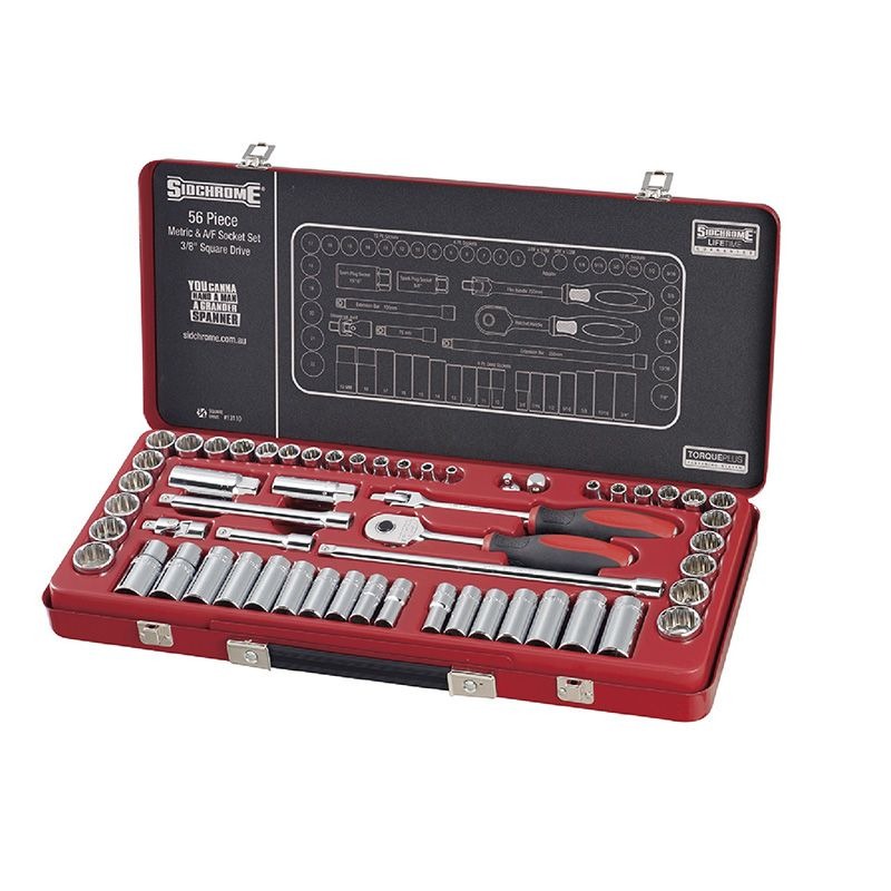 SIDCHROME - SOCKET SET, METRIC/AF 56PCE 3/8in DRIVE