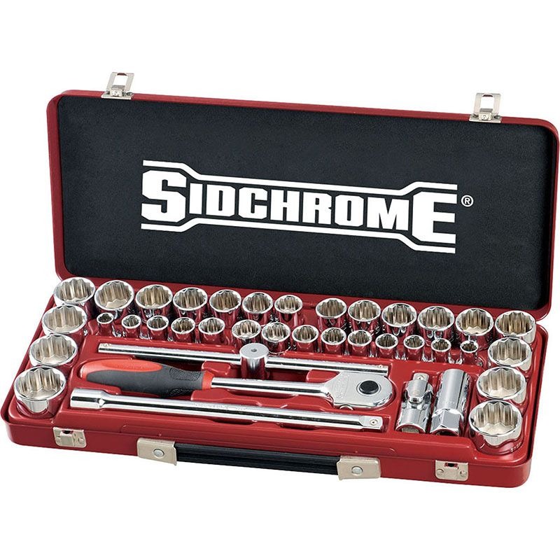 SIDCHROME - SOCKET SET, METRIC/AF 40 PIECE 1/2in DRIVE