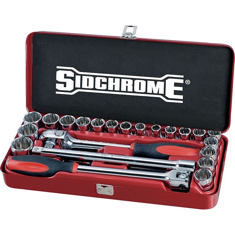 SIDCHROME - SOCKET SET, 1/2in DRIVE, 24 PIECE AF/METRIC