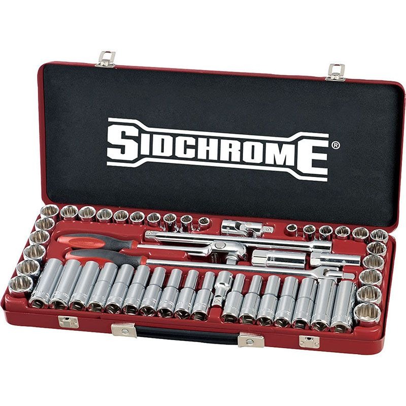 SIDCHROME - SOCKET SET, METRIC/AF 51 PIECE 1/2in DRIVE