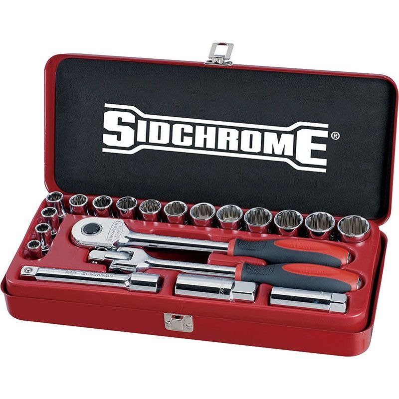 SIDCHROME - SOCKET SET, METRIC 20 PIECE 1/2in DRIVE