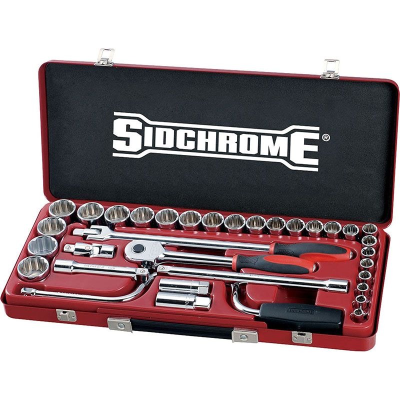 SIDCHROME - SOCKET SET, 1/2in DRIVE, 33 PIECE, METRIC
