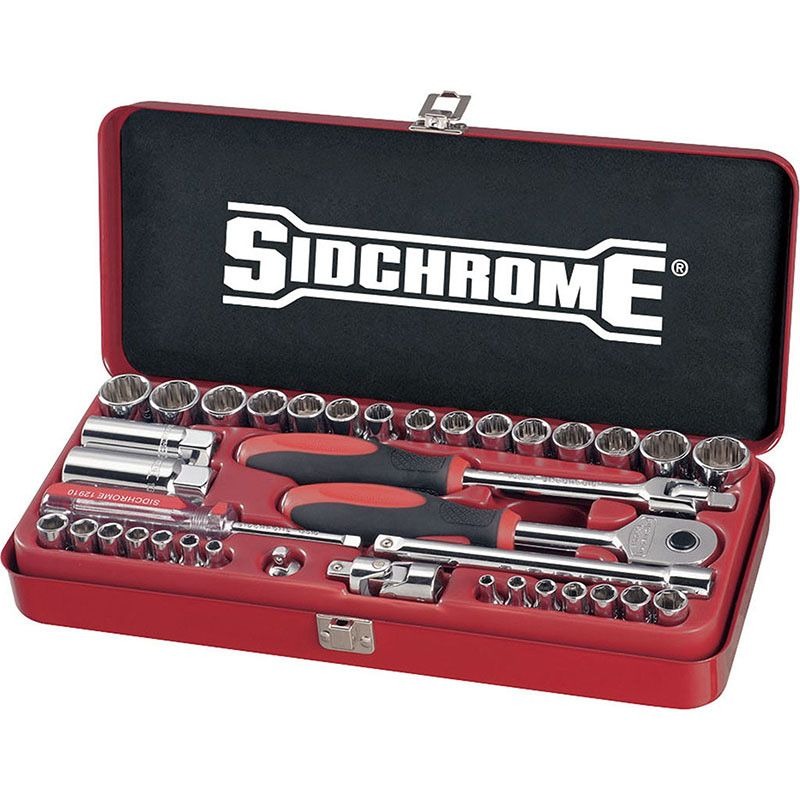 SIDCHROME - SOCKET SET, 1/4 & 3/8in DRIVE METRIC & A/F, 38PCE