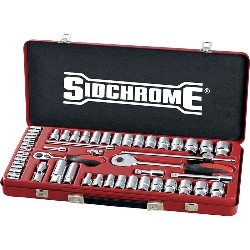 SIDCHROME - SPANNER/SOCKET SET, 51PCE METRIC/AF, 1/4in & 1/2in DRIVE