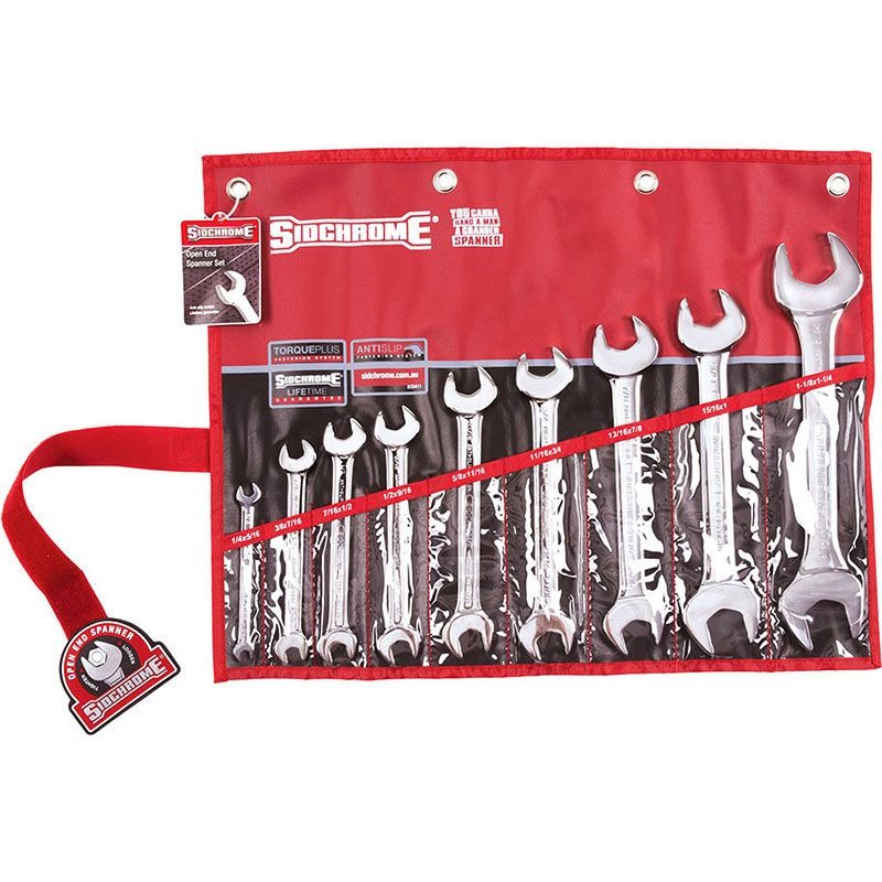 SIDCHROME - SPANNER SET, AF 9 PIECE OPEN END