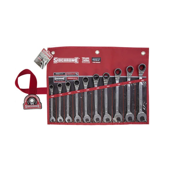 SIDCHROME - SPANNER SET, 467 GEARED 10PCE in WALLET