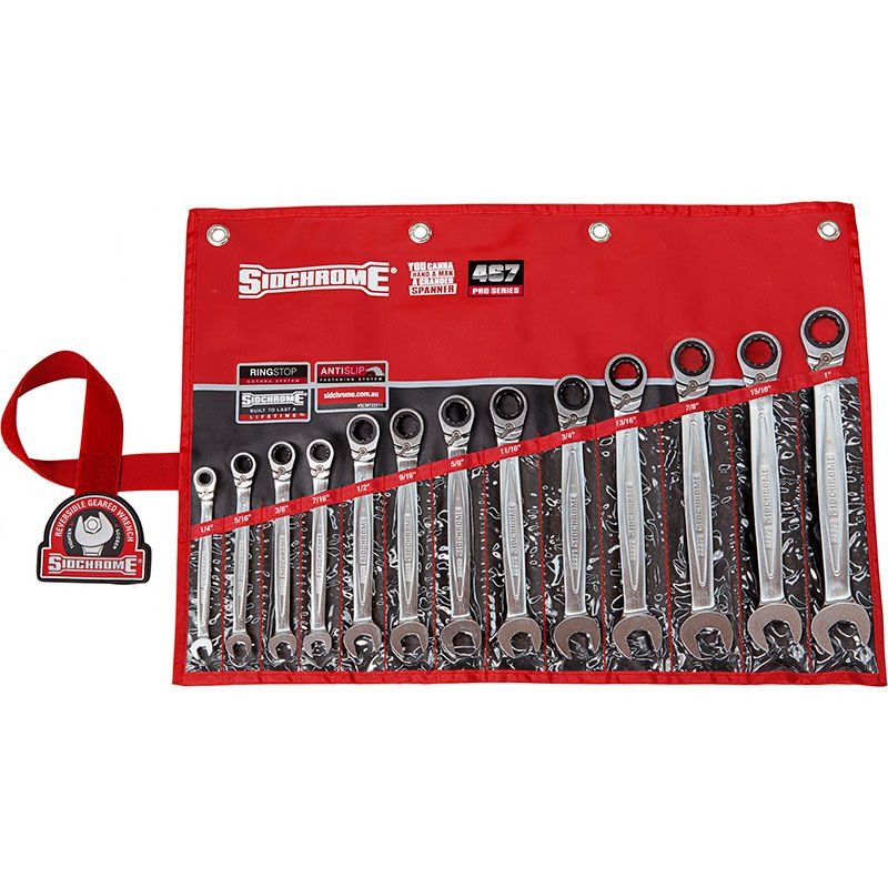 SIDCHROME - SPANNER SET, A/F GEARED TYPE 467, W/ WALLET 13 PIECE
