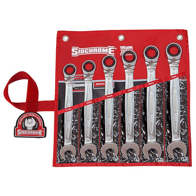 SIDCHROME - WRENCH SET, GEARED, METRC 6PC in WALLET