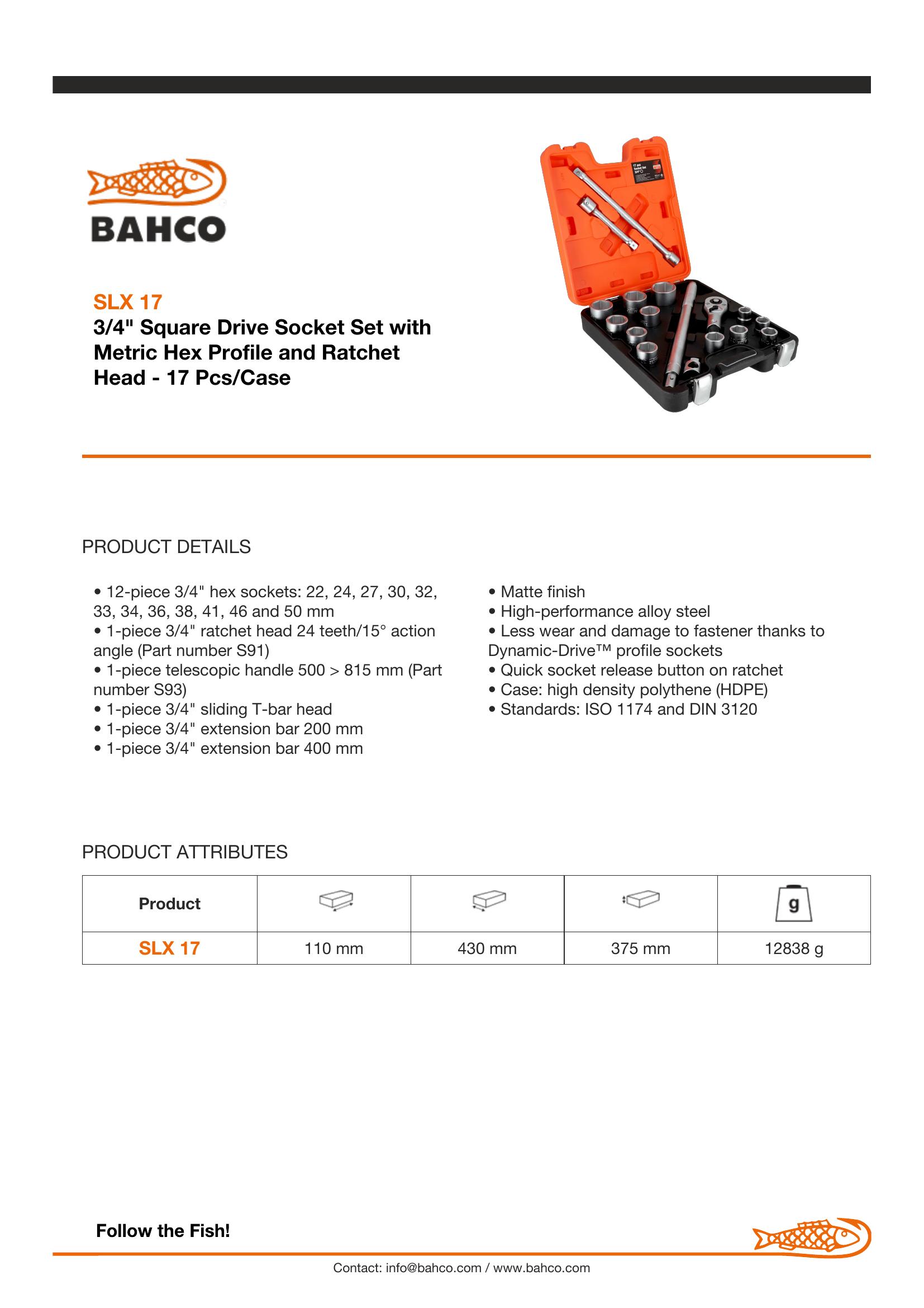 Bahco Socket Set 3/4" 22>50 MM - Image 3