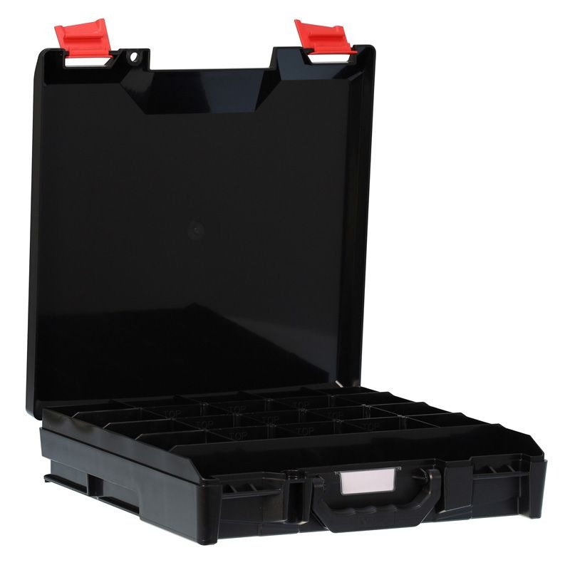 STORAGETEK - STORAGE CASE, STANDARD SIZE BLACK, ABS BLACK LID&DIVIDERS