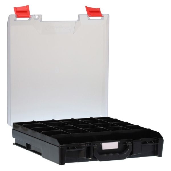 STORAGETEK - STORAGE CASE, STANDARD SIZE BLACK, PC CLEAR LID & DIVIDERS