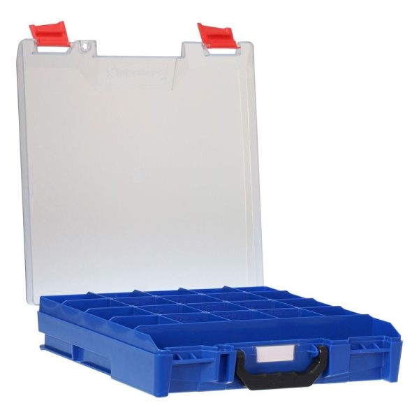 STORAGETEK - STORAGE CASE, STANDARD SIZE BLUE, PC CLEAR LID & DIVIDERS