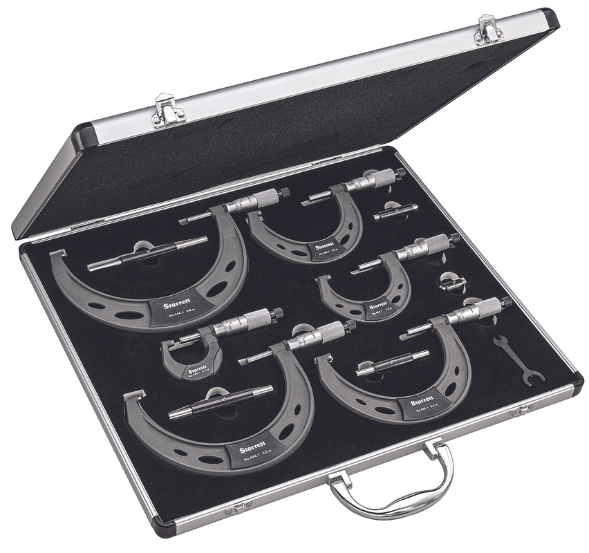Starrett Outside Mic Set: 0-6”; .0001” Grad ST444.1CXRLZ Outside Micrometer Set