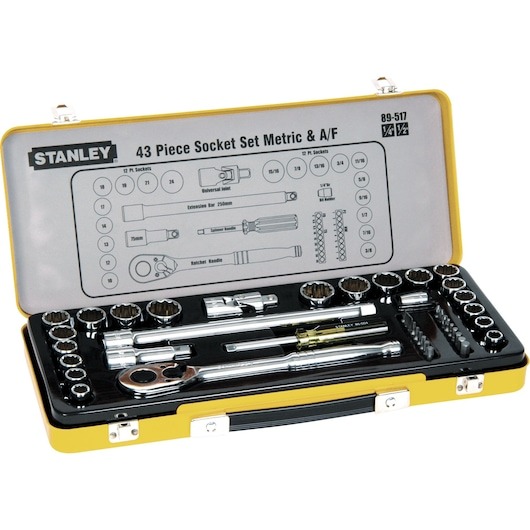 STANLEY - SOCKET SET, 1/2in DRIVE 43PCE METRIC/AF (INC 1/4 BITS)