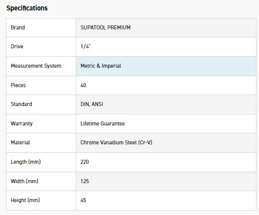 STP STP2040 SKT SET 1/4DR 40PCE MET/IMP - Image 2