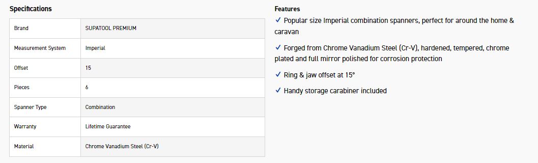 STP STP3011 6PC COMB SPANNER SET IMPERIAL - Image 5